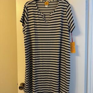 Ruby Rd. Black and White Striped Top